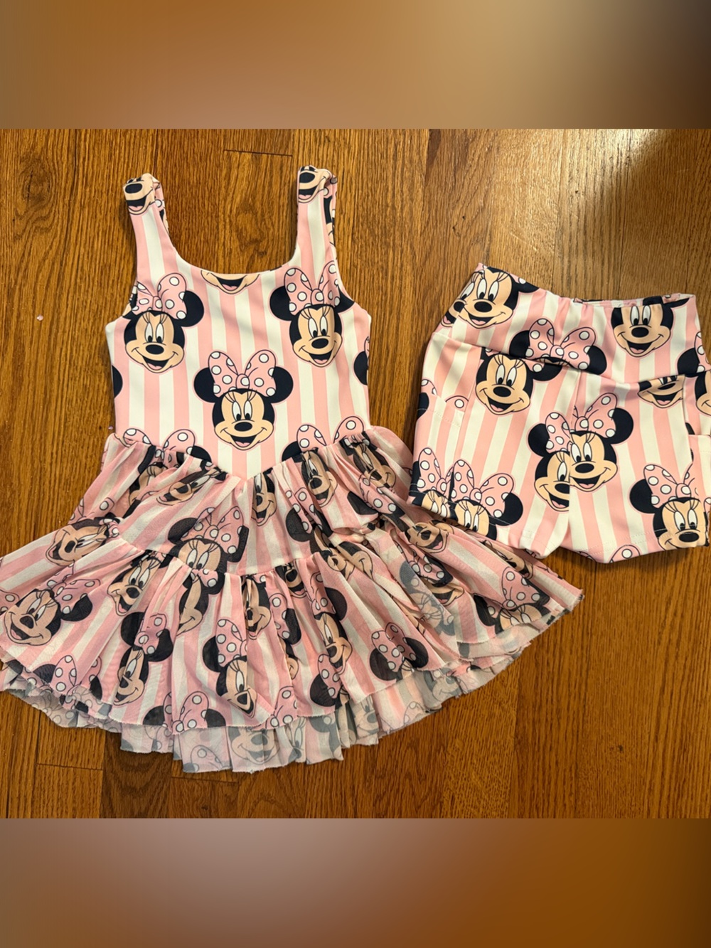 Minnie Mouse Pink Stripe Athletic Ruffle Dress with Shorts